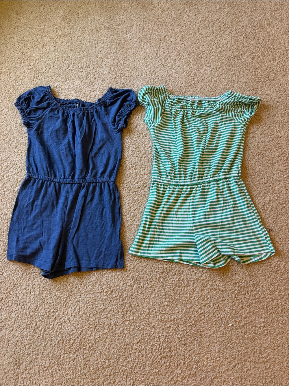 Old Navy Girls Navy and Green Striped Short Sleeve Rompers size 14-16